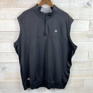 Adidas Mens Golf Sweater Shirt Vest Black 1/4 Zip Logo Size XL